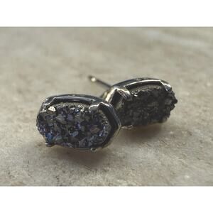 Kendra Scott Emilie Silver Stud Earrings in Platinum Drusy